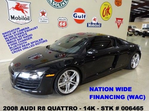 08 r8 quattro,6 speed trans,nav,back-up,htd lth,b&amp;o sys,19in whls,14k,we finance